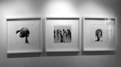 Tre av mina verk på väggen i Gislaveds konsthall
